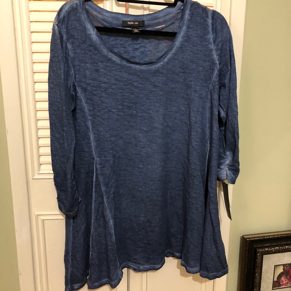 Blue distressed tunic
